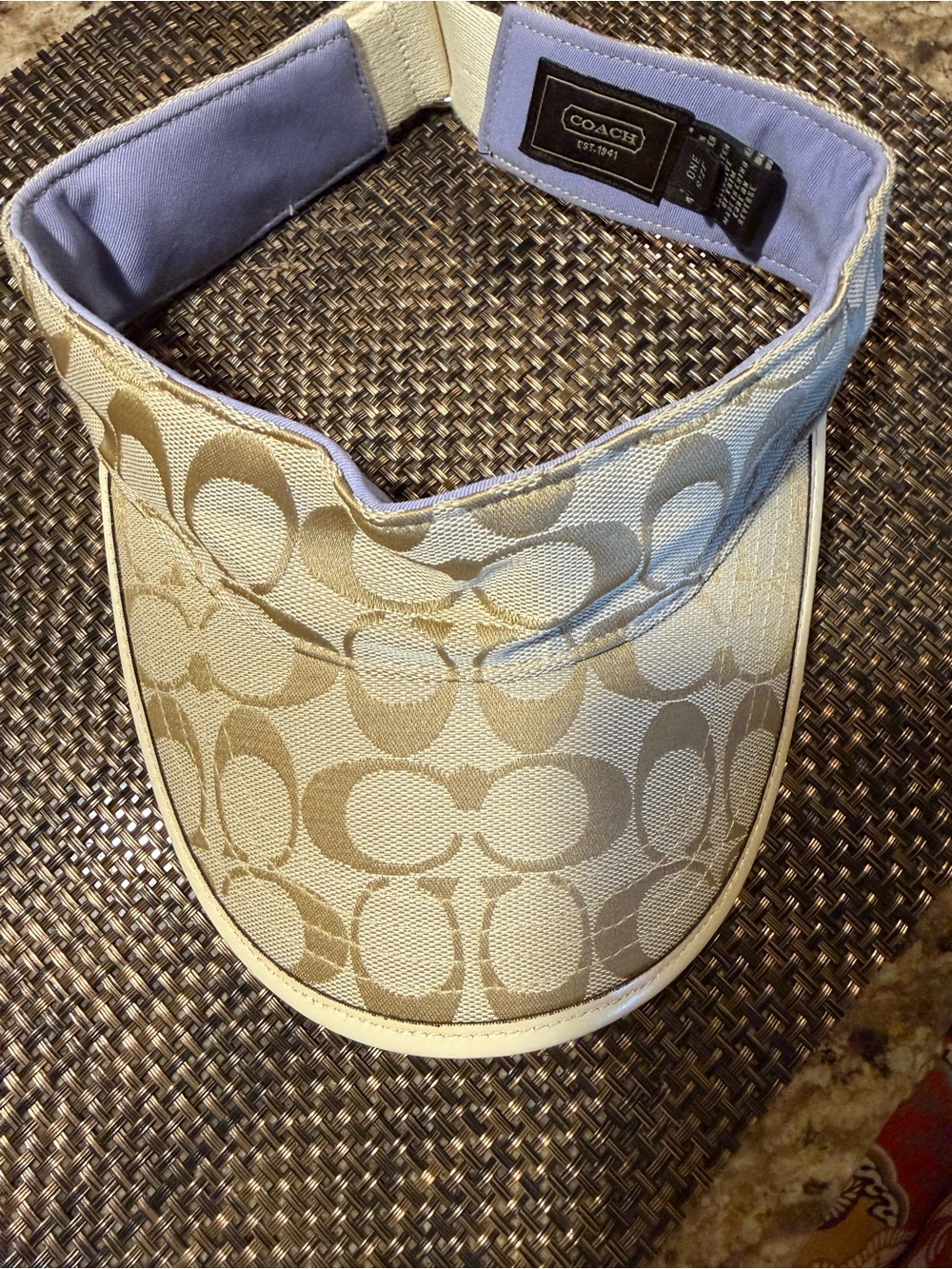 Coach Beige Signature Canvas Visor with Lilac Lining vintage